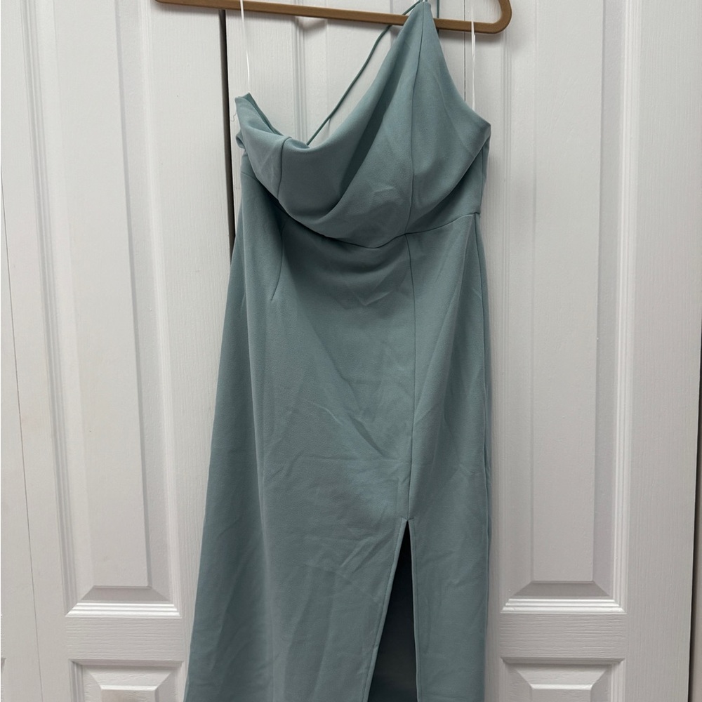 NWT Hello Molly Sage Green One Shoulder Midi Dress Size XL US 10